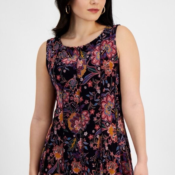 New Connected Womens Size 10 Floral Sleeveless Chiffon Midi Dress Work Career - Picture 2 of 13